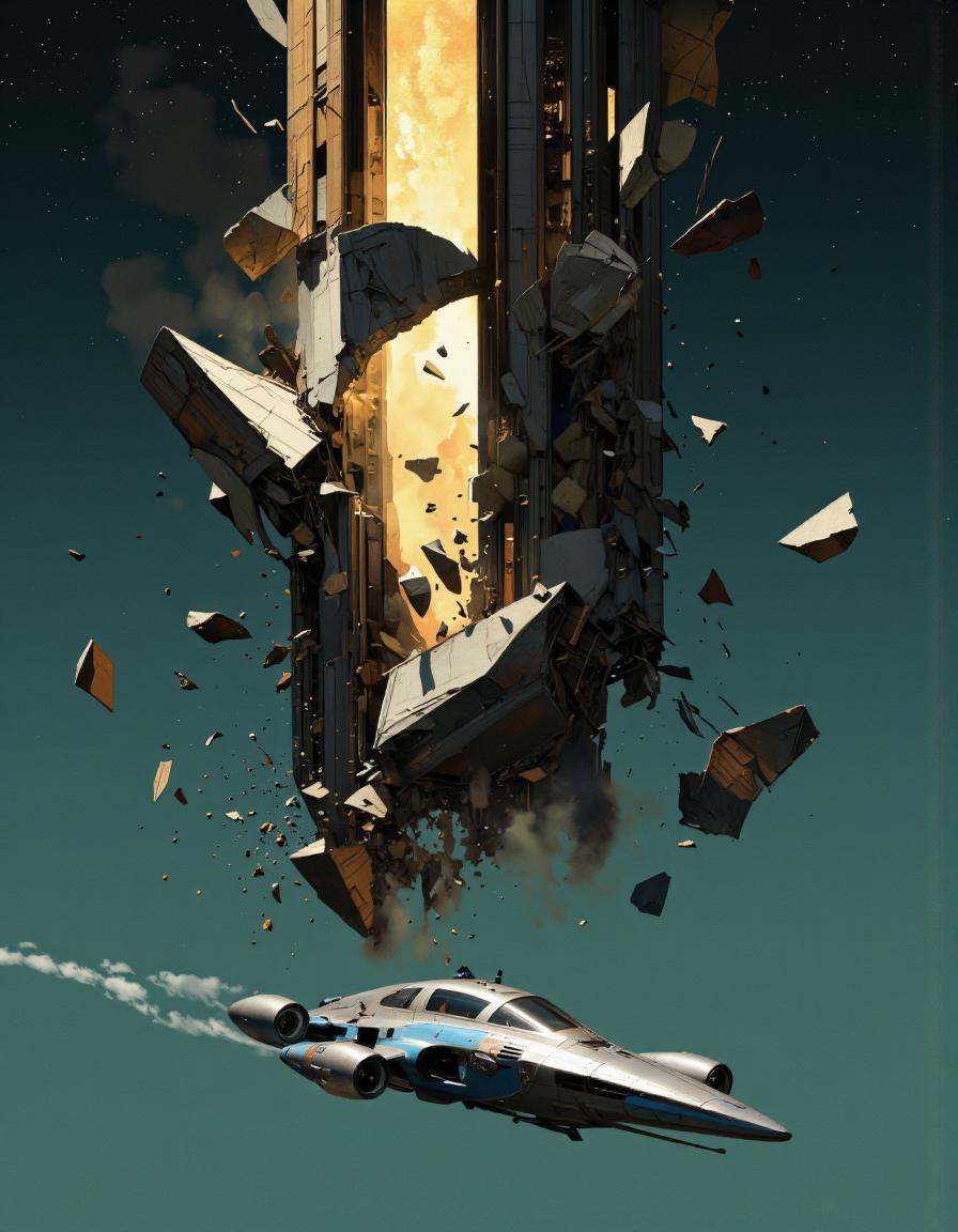 A digital artwork depicting a futuristic,  sci-fi scene set in outer space. The primary subject is a large,  cylindrical s...