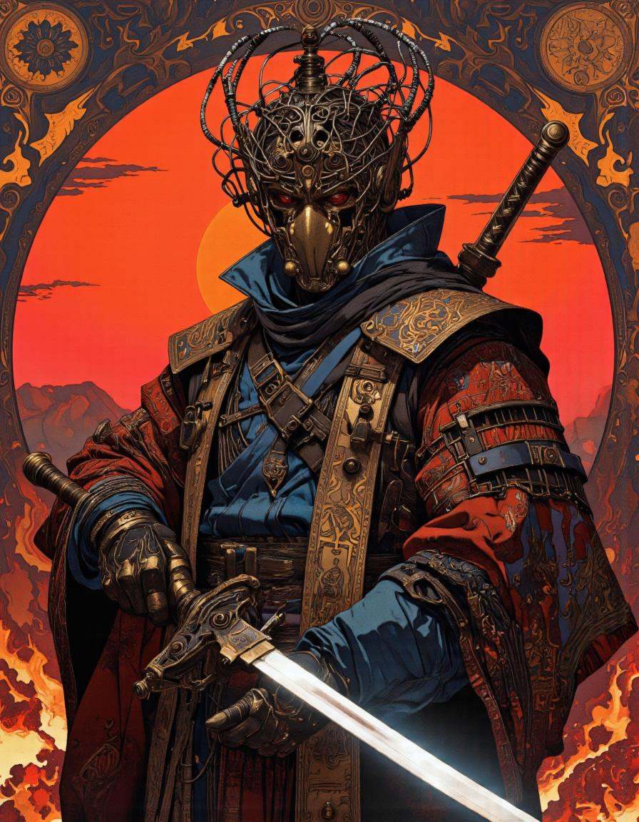 hell lava art by Yoann Lossel,  color style by Tom Haugomat,  wear tiara of wires on Tensor.Art