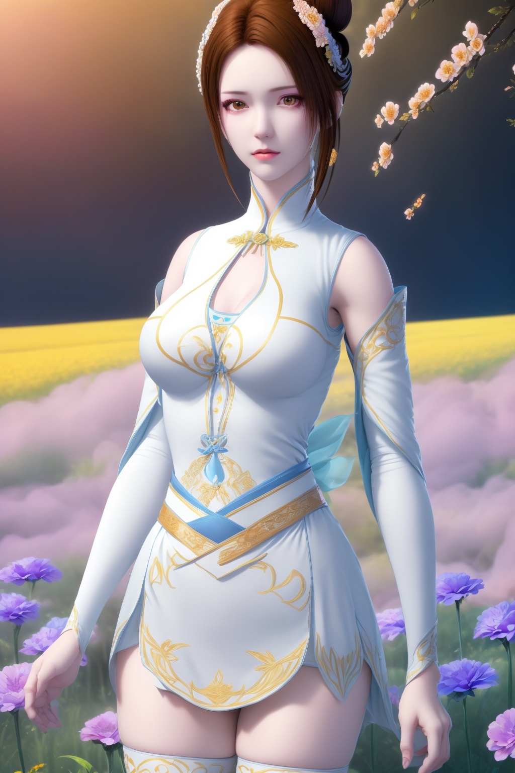 flower field,  1girl,  solo on Tensor.Art