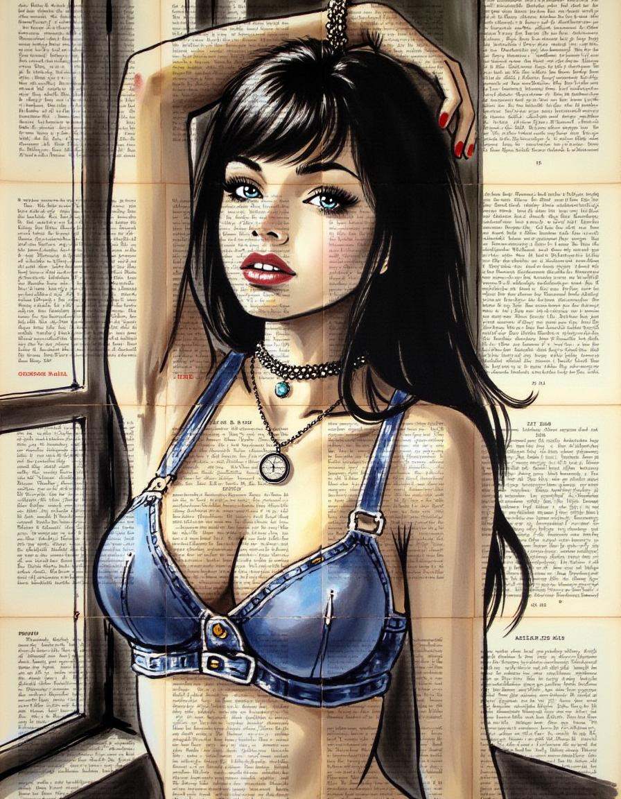 a painting on old book pages,  1girl,  solo on Tensor.Art