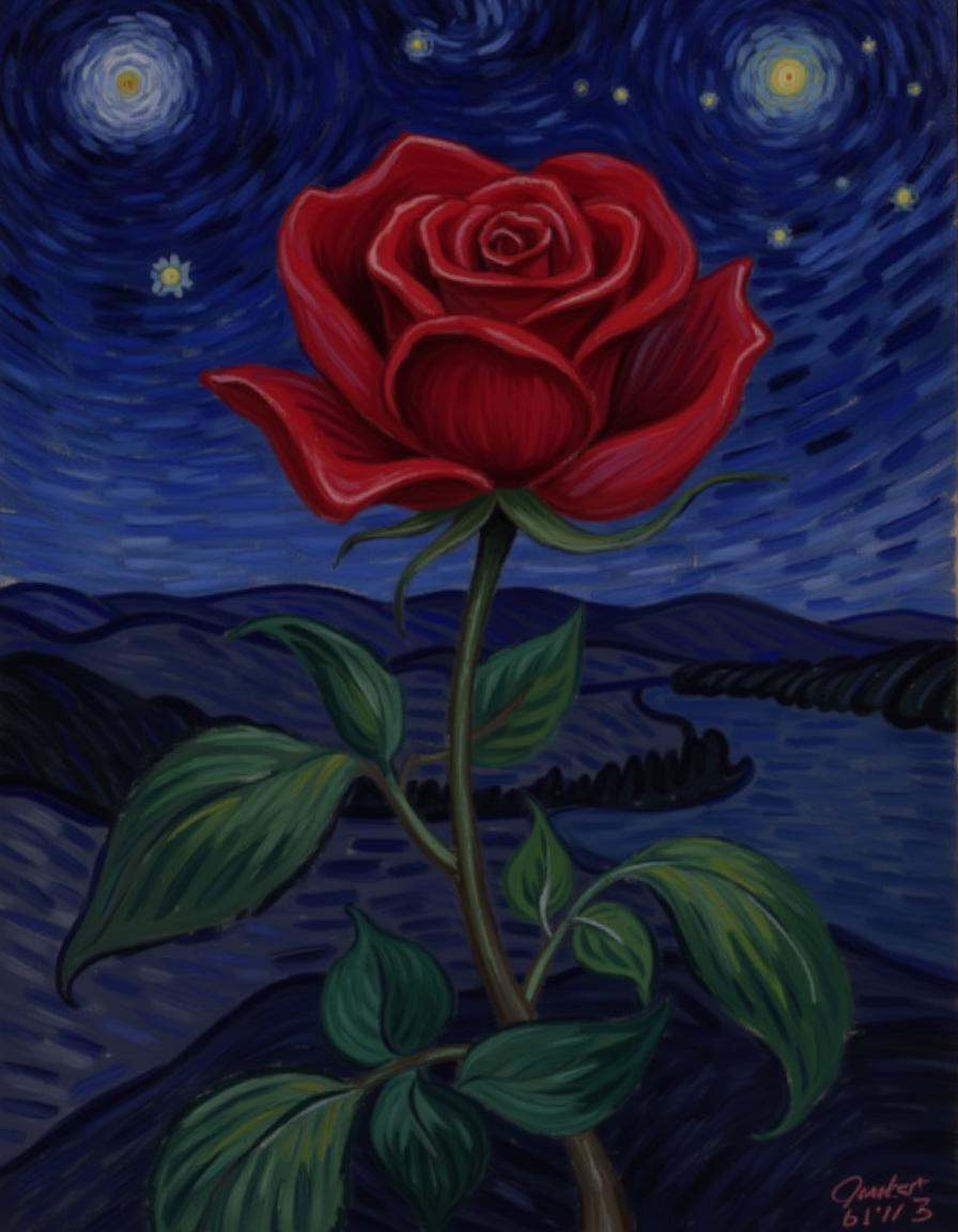 starry_night1,  A red rose on Tensor.Art