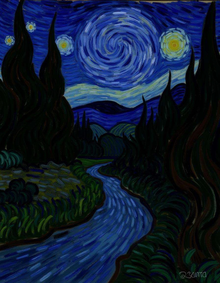 starry_night1,  A brook in the woods on Tensor.Art