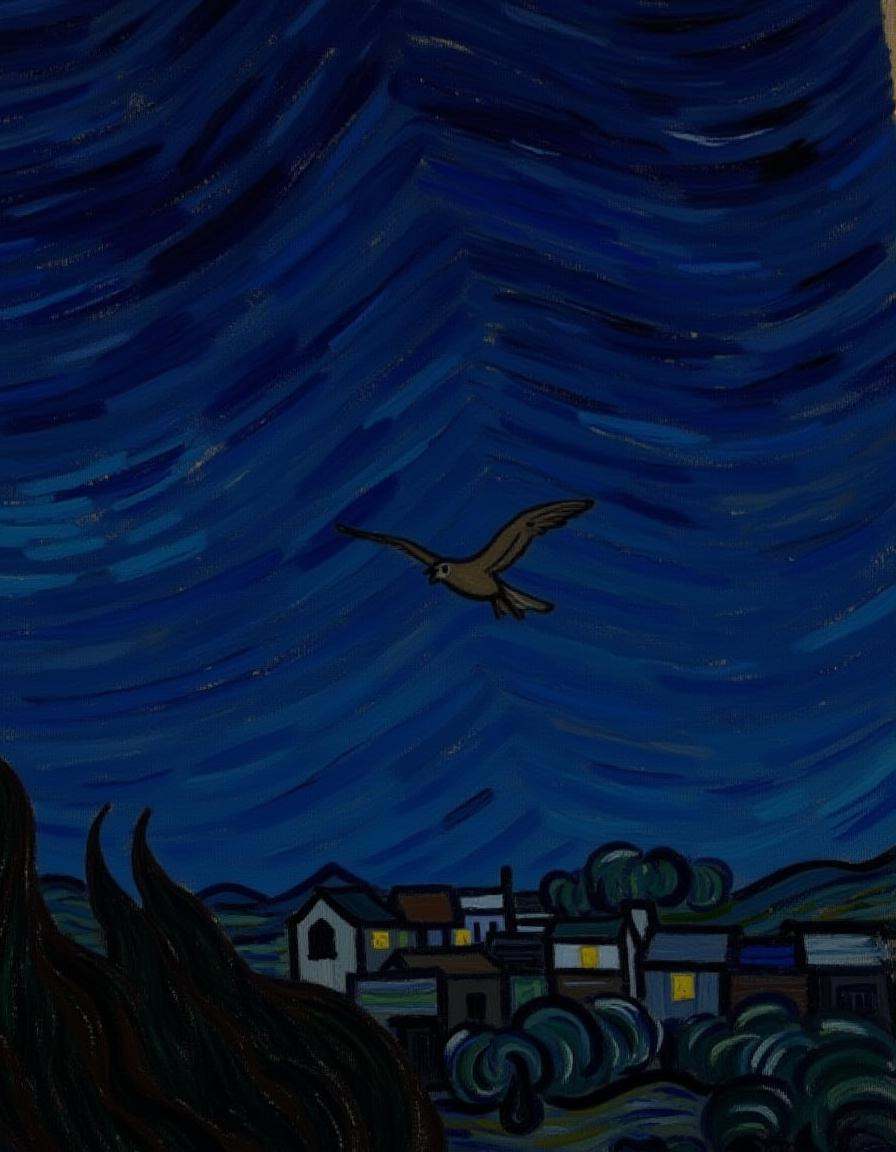 starry_night1,  A bird flying through the sky on Tensor.Art