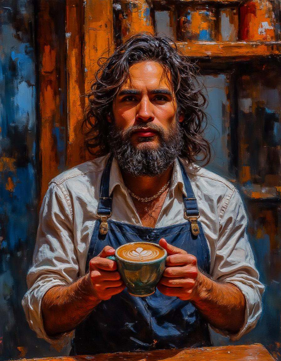 dibrshstrk,  ,  A male barista crafting the perfect cup of coffee. on Tensor.Art