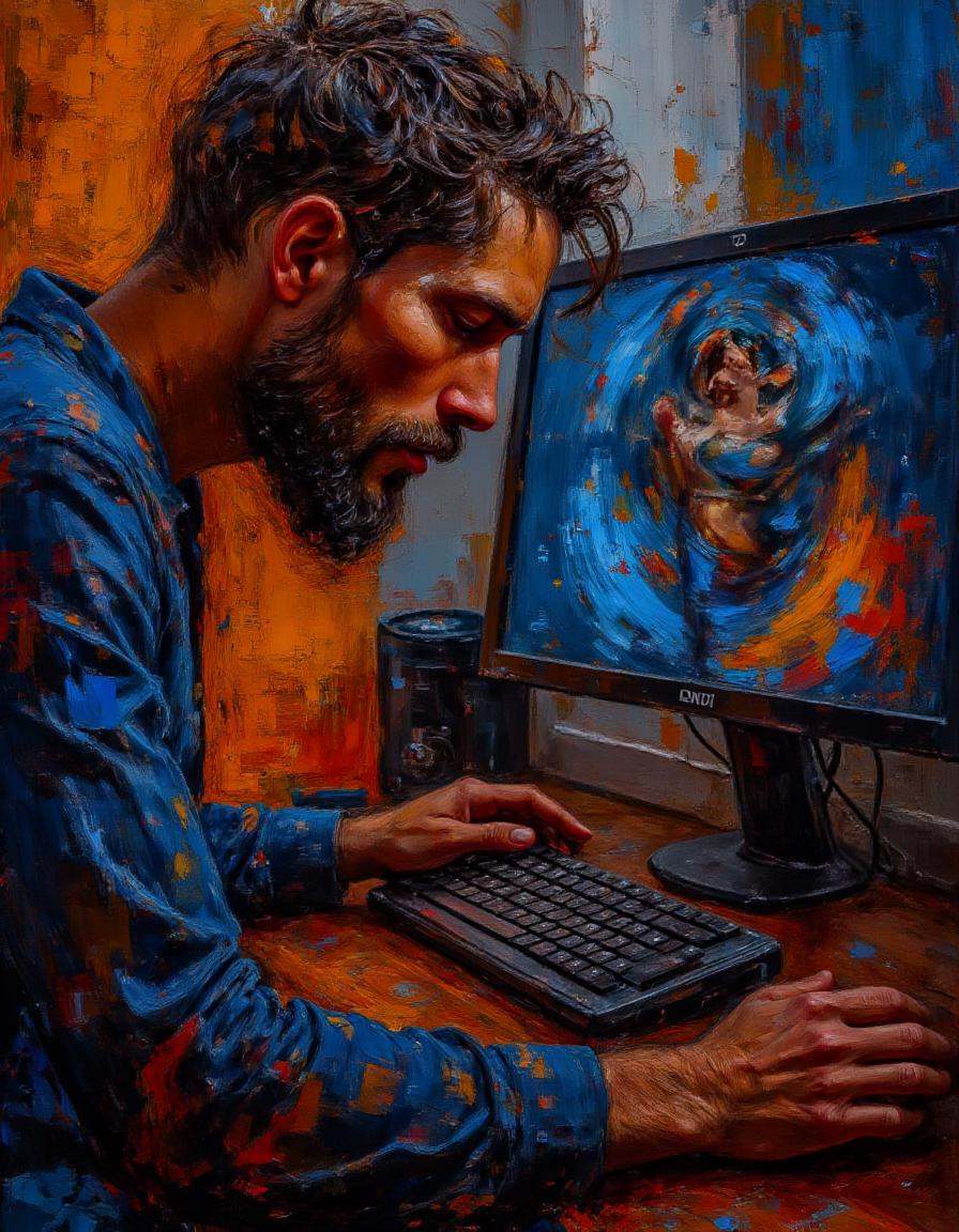 dibrshstrk,  ,  A male software developer coding a new game from his home office. on Tensor.Art