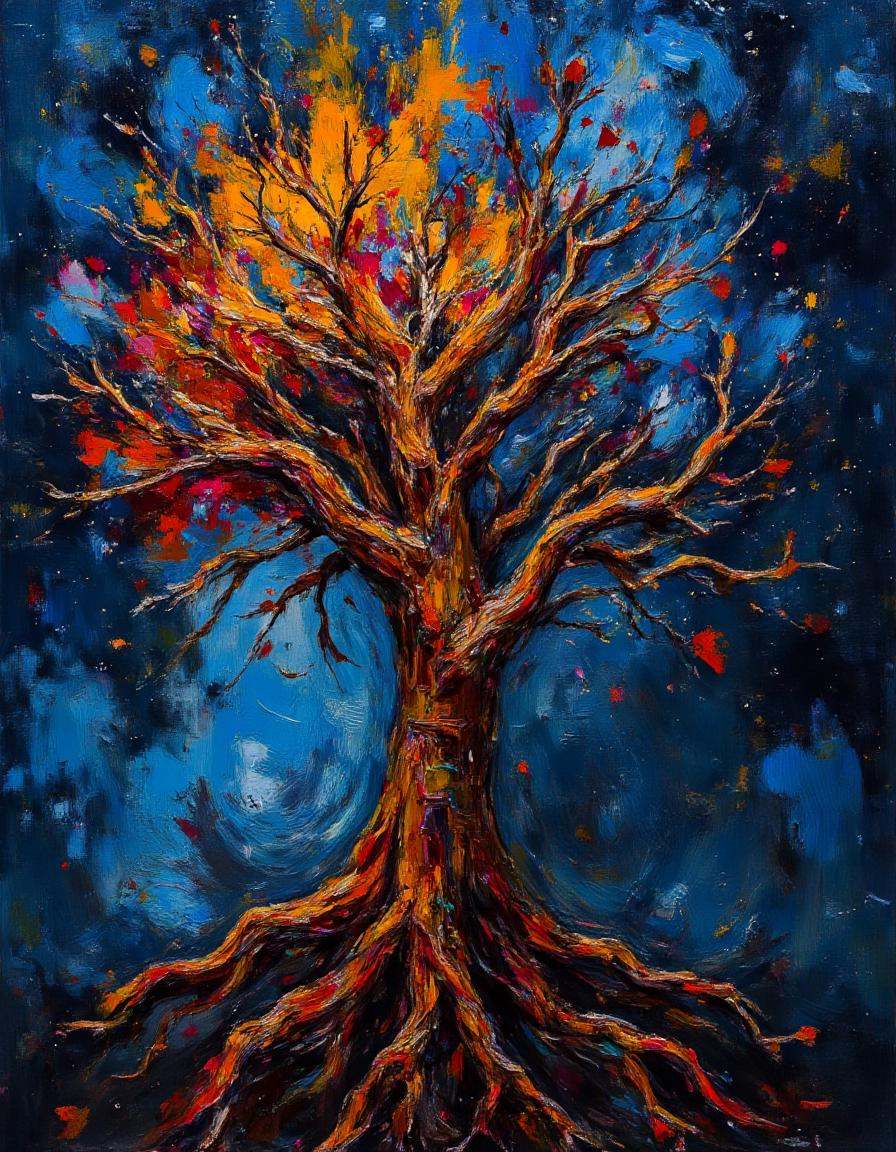 dibrshstrk,  ,  A tree whose leaves are made of tiny galaxies on Tensor.Art