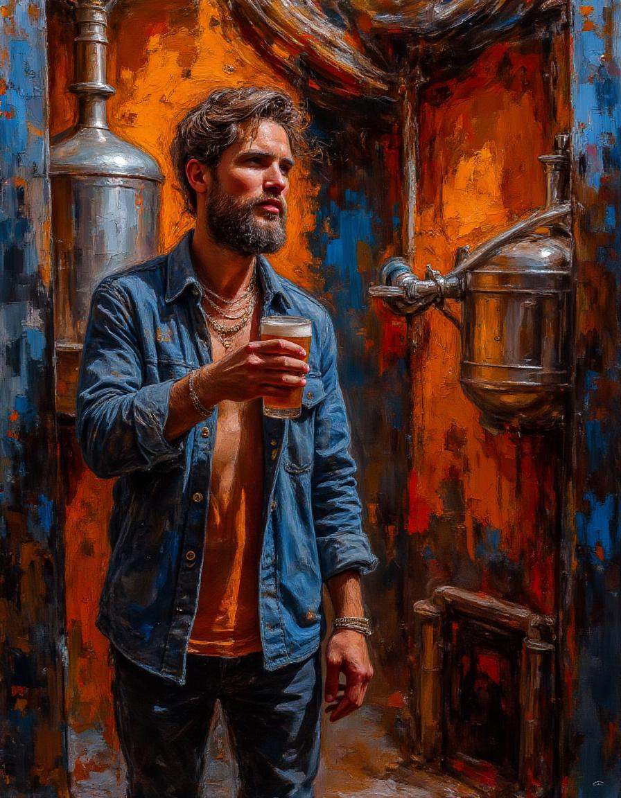 dibrshstrk,  ,  A man brewing craft beer in a small on Tensor.Art