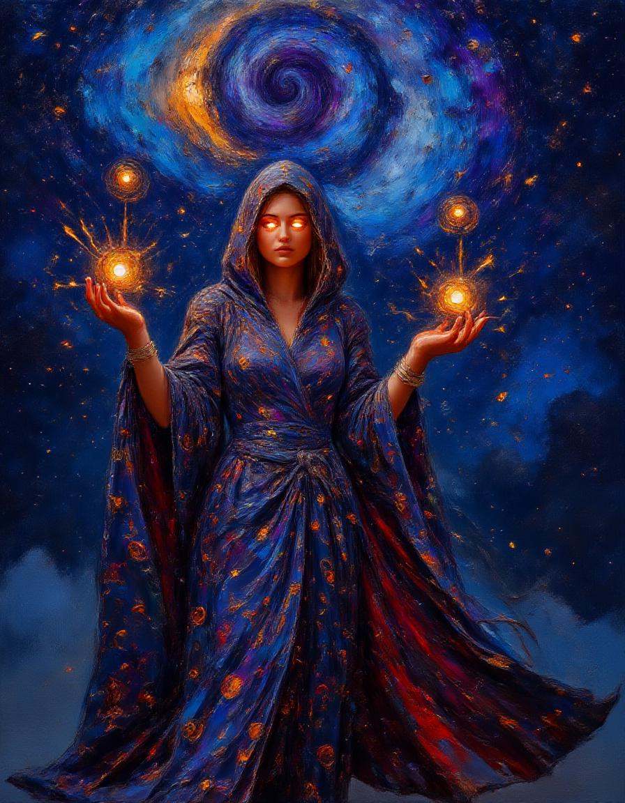 dibrshstrk,  ,  A figure draped in a cloak made of starry night sky fabric on Tensor.Art