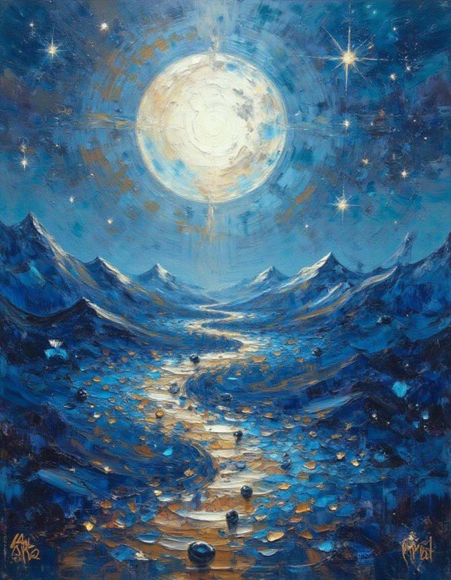 A dibrshstrk style painting,  ,  A mystical landscape under a giant on Tensor.Art