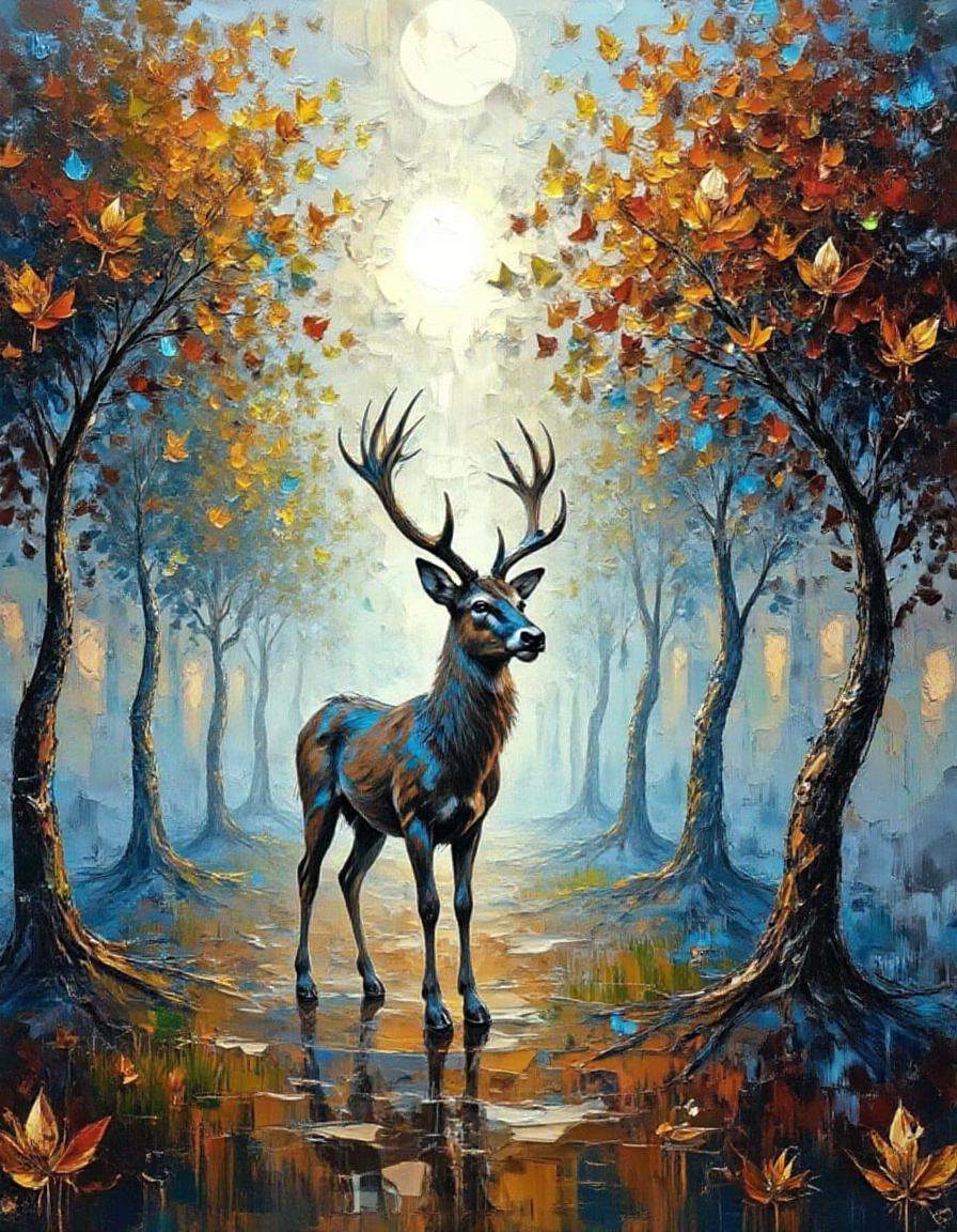 A dibrshstrk style painting,  ,  A surreal forest where every tree on Tensor.Art