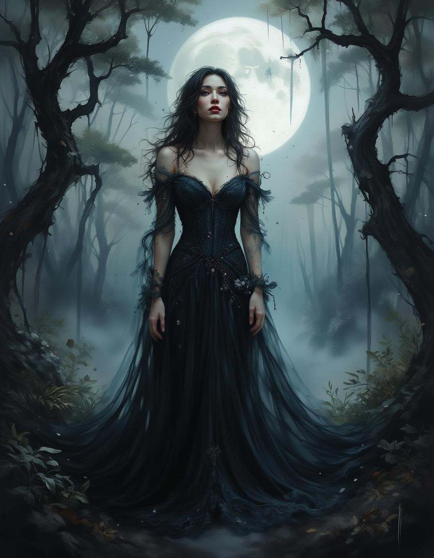 A dinkwfsn style painting,  ,  In a hauntingly ethereal realm on Tensor.Art