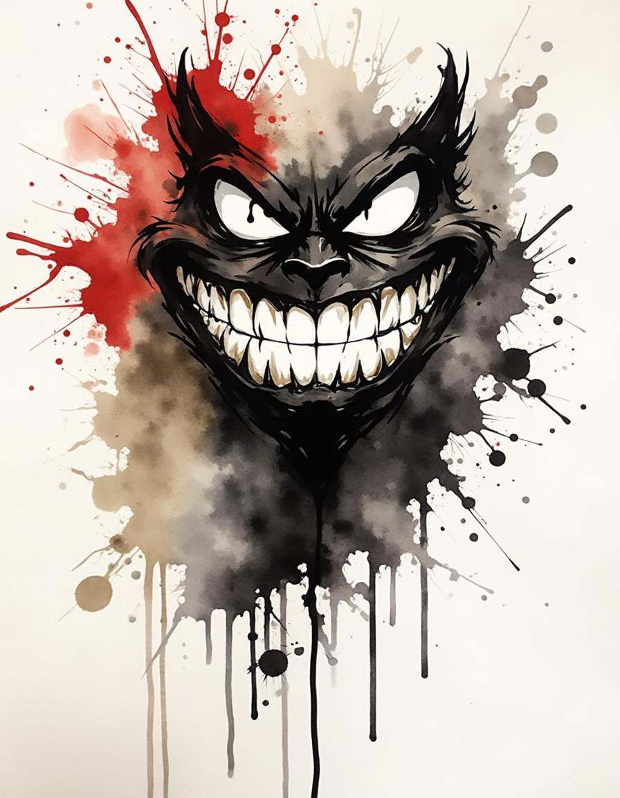 smug,  ink splatter,  ink drip on Tensor.Art