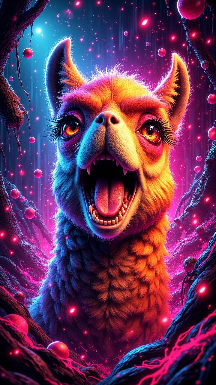 Basic Grunge Lama,  screaming,  dynamic on Tensor.Art