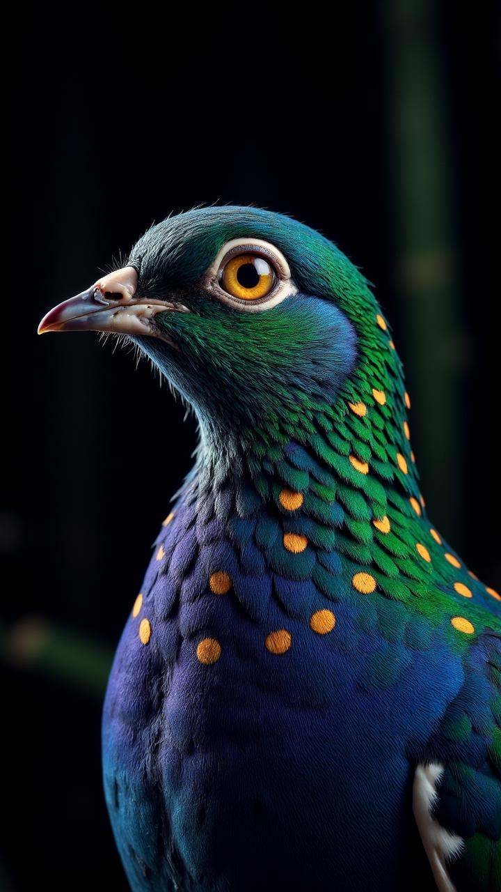 photograph,  Spotted Dove Crone,  wearing Royal Blue on Tensor.Art