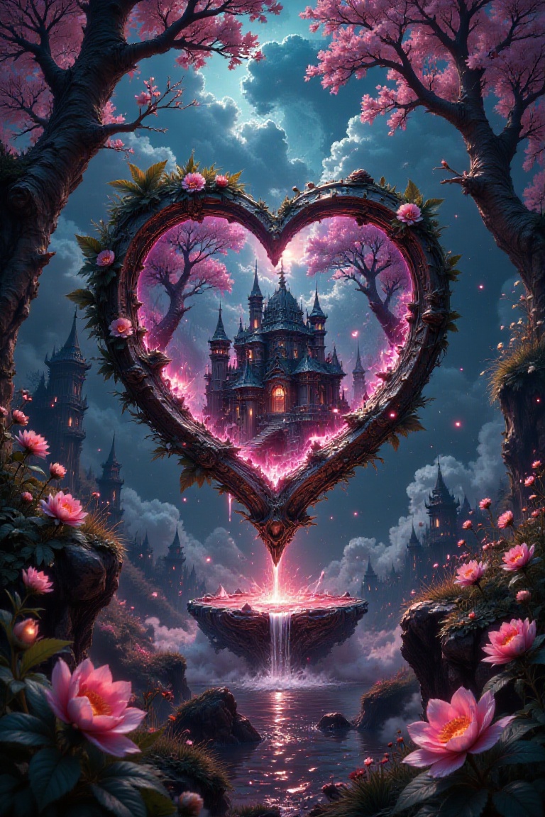 Illustration in the style of darksurrealist,  epic gaming Poster,  In the (heart) of a mystic place on Tensor.Art
