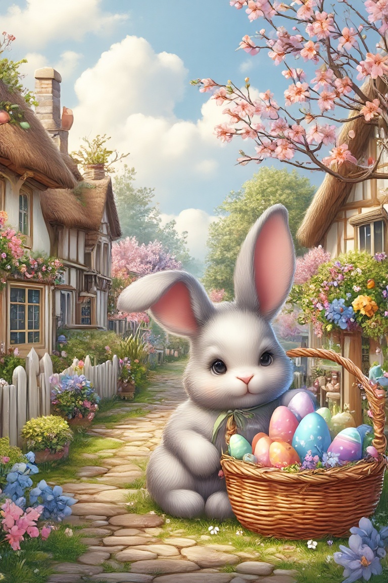 A picturesque Easter village,  inspired by the warmth and harmony of late 19th-century European rural paintings. The soft...