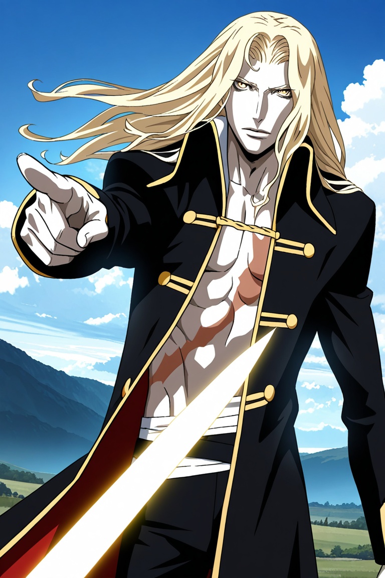1boy,  Alucard,  blonde hair on Tensor.Art