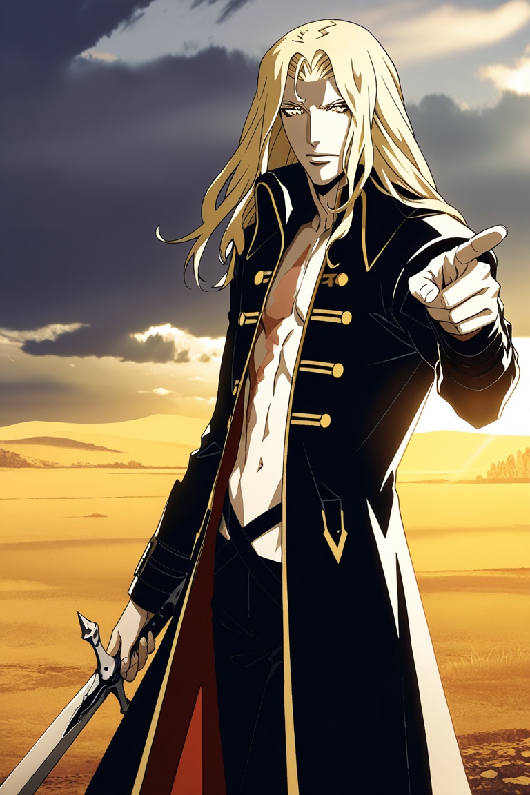 1boy,  Alucard,  blonde hair on Tensor.Art