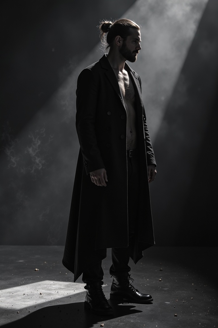 A man ,  shadow,  dark clothes on Tensor.Art
