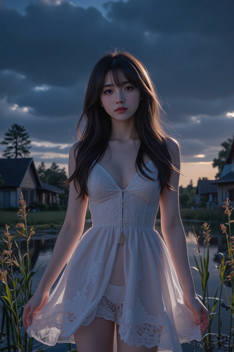 anime style,  2d,  An atmospheric anime of a beautiful woman wearing etheral dresss on Tensor.Art