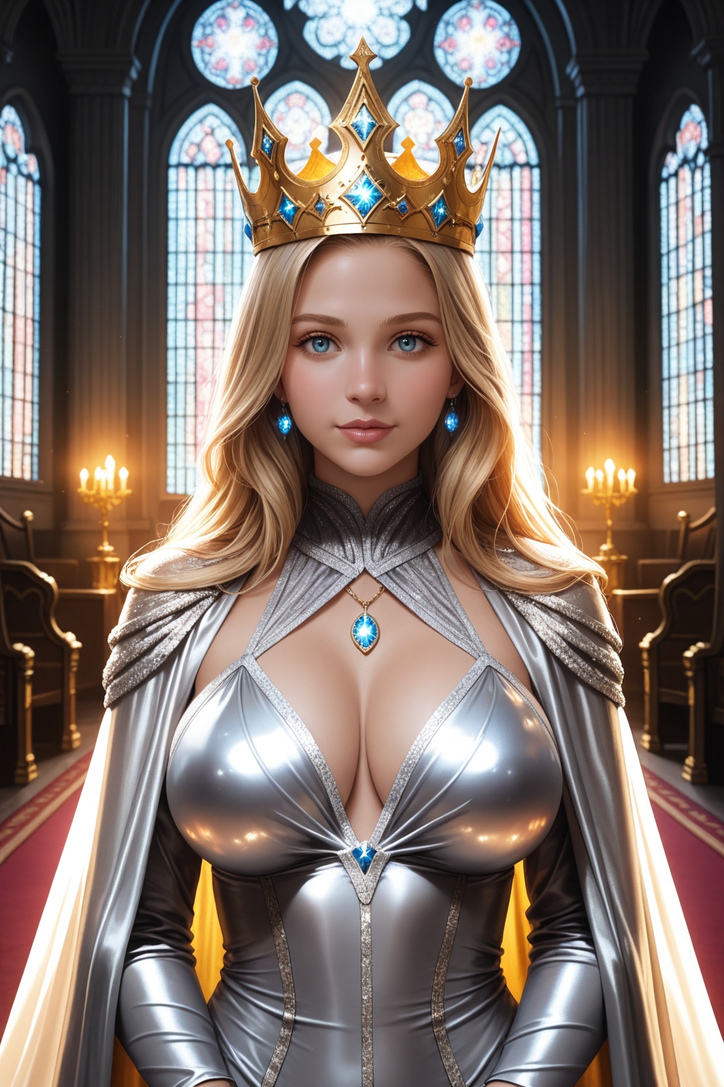 1girl,  fantasy queen,  glowing crown on Tensor.Art