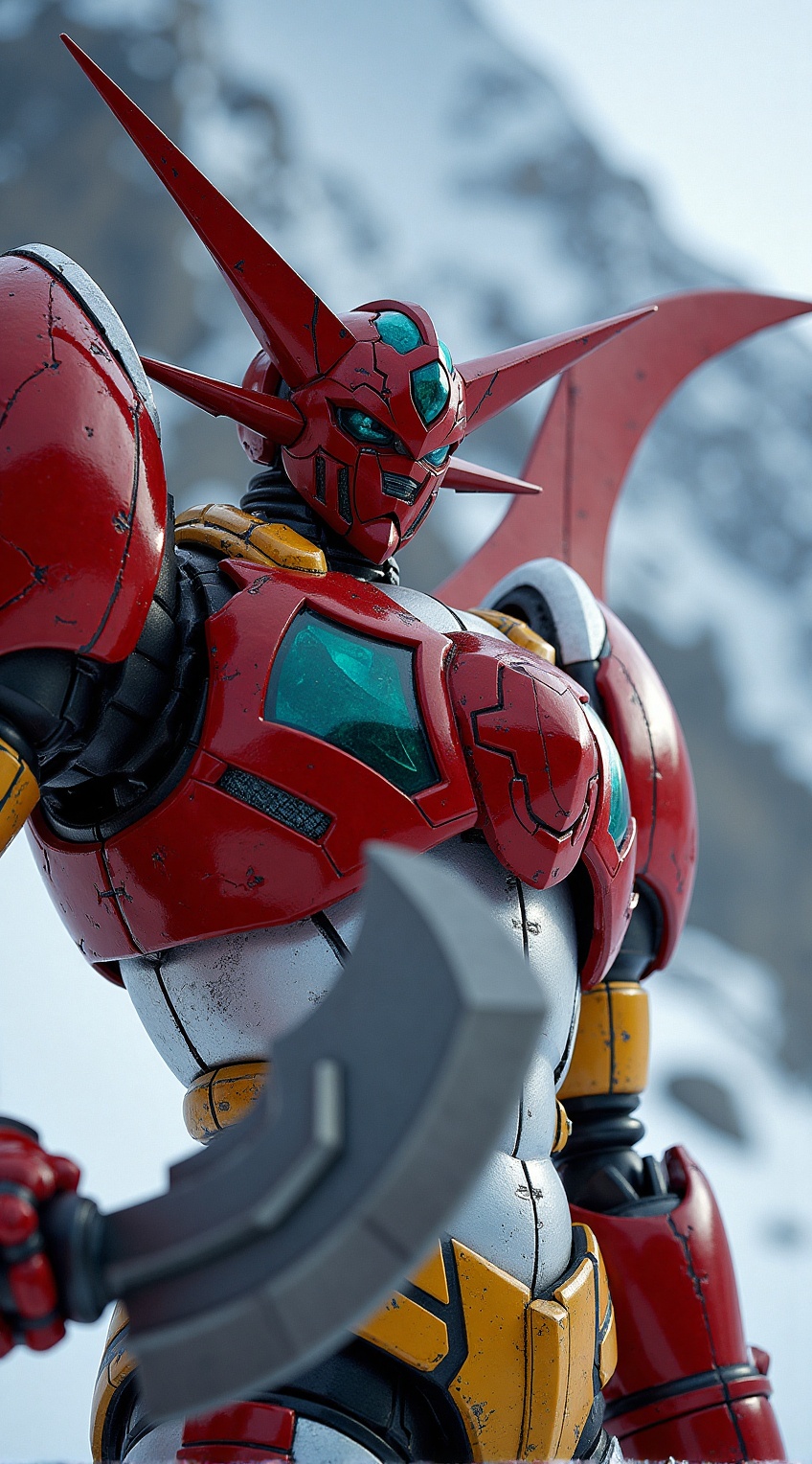 portrait of getter robo,  shin getter,  holding weapon on Tensor.Art