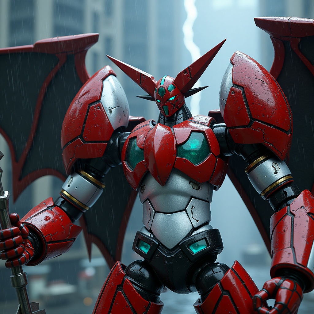 portrait of getter robo,  shin getter,  holding weapon on Tensor.Art