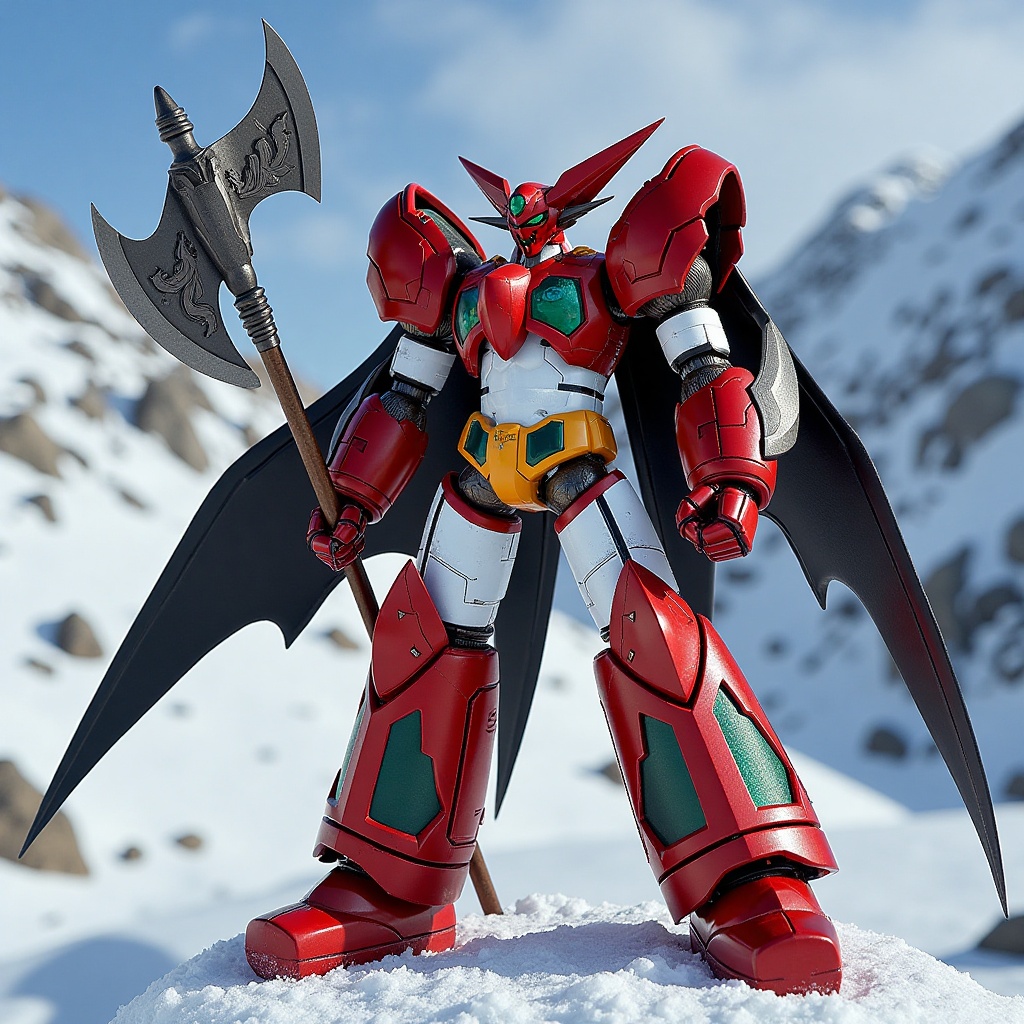 portrait of getter robo,  shin getter,  holding weapon on Tensor.Art