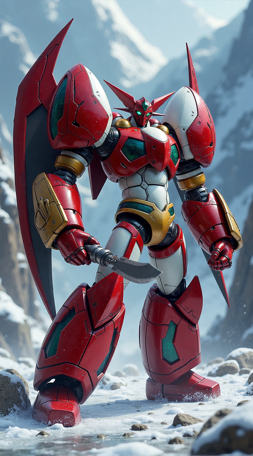 portrait of getter robo,  shin getter,  holding weapon on Tensor.Art