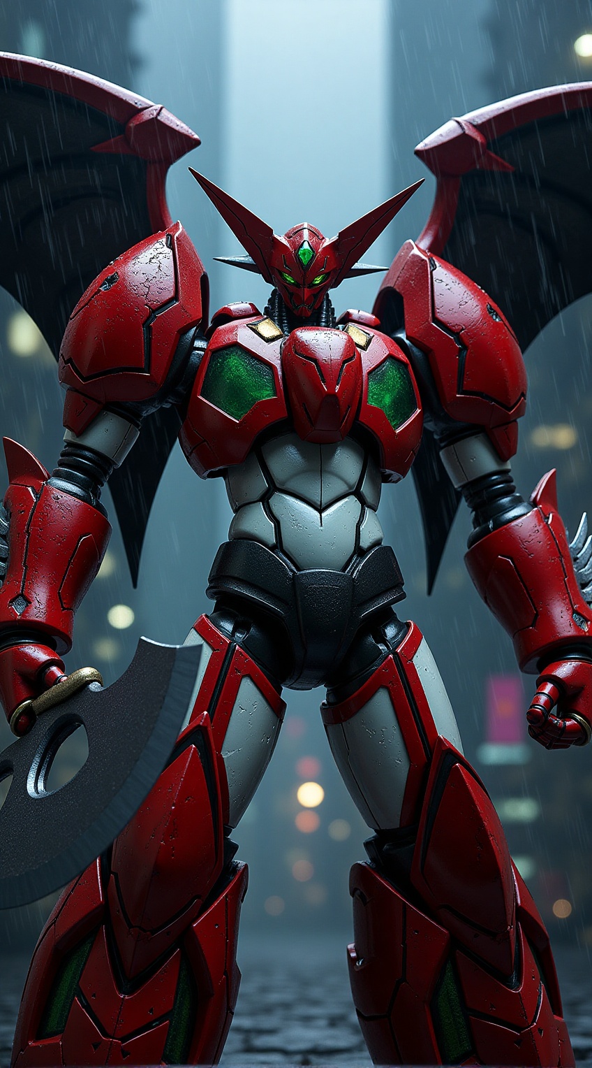 portrait of getter robo,  shin getter,  holding weapon on Tensor.Art