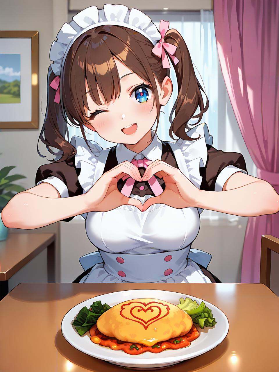 maid,  indoors,  table on Tensor.Art
