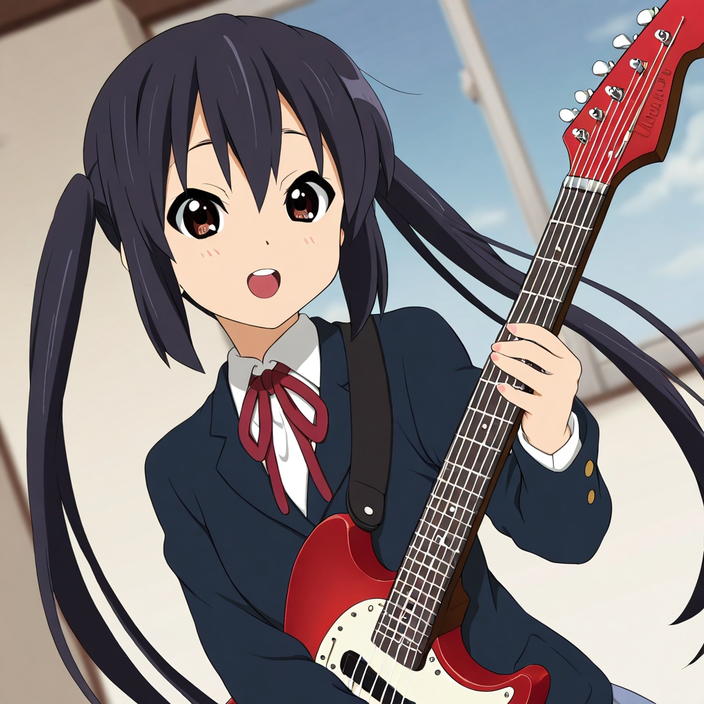Nakano azusa (K-ON!),  black hair,  brown eyes on Tensor.Art