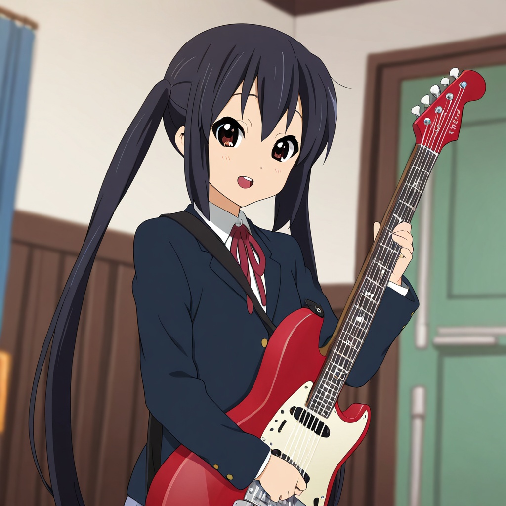 Nakano azusa (K-ON!),  black hair,  brown eyes on Tensor.Art