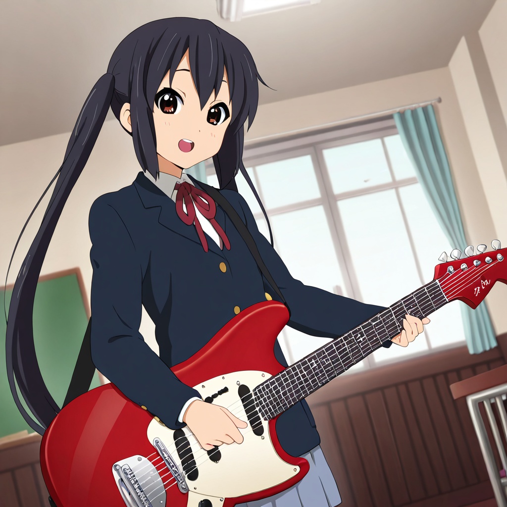 Nakano azusa (K-ON!),  black hair,  brown eyes on Tensor.Art