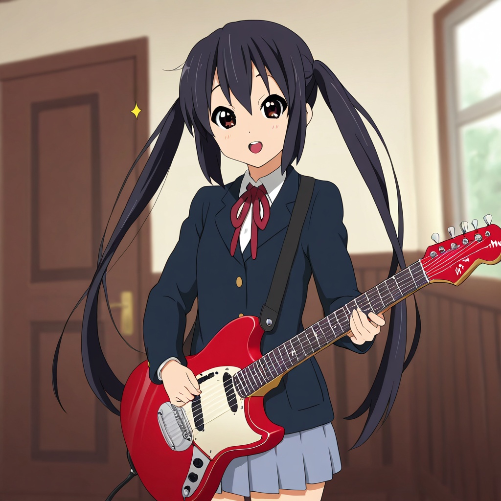Nakano azusa (K-ON!),  black hair,  brown eyes on Tensor.Art