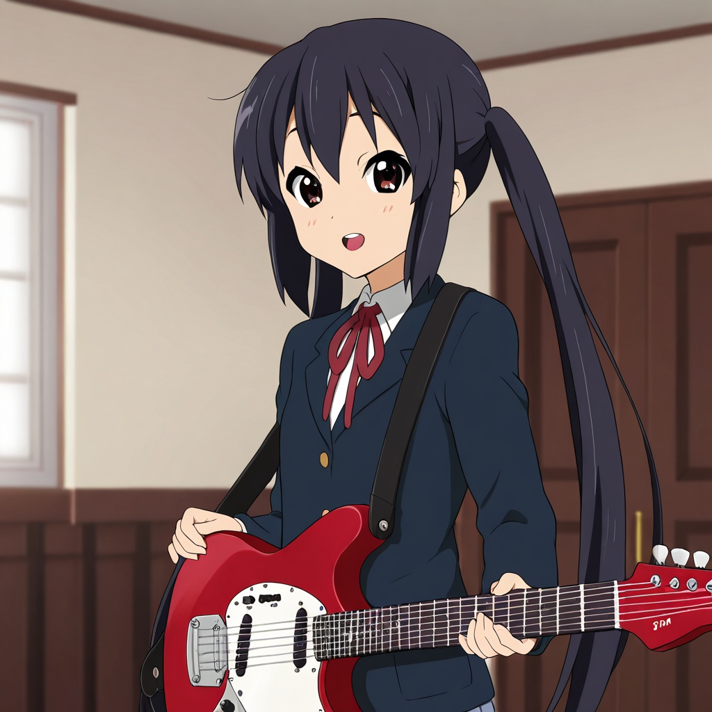 Nakano azusa (K-ON!),  black hair,  brown eyes on Tensor.Art