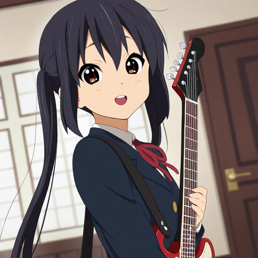 Nakano azusa (K-ON!),  black hair,  brown eyes on Tensor.Art