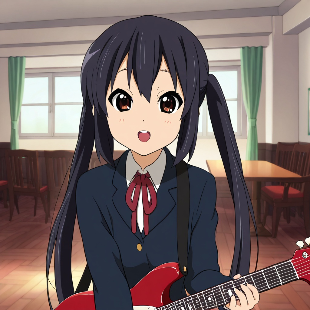 Nakano azusa (K-ON!),  black hair,  brown eyes on Tensor.Art