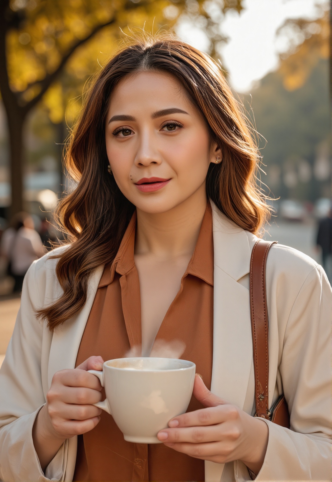 Create a strikingly realistic,  high-resolution portrait of a woman in her late 20s to early 30s,  radiating confidence an...