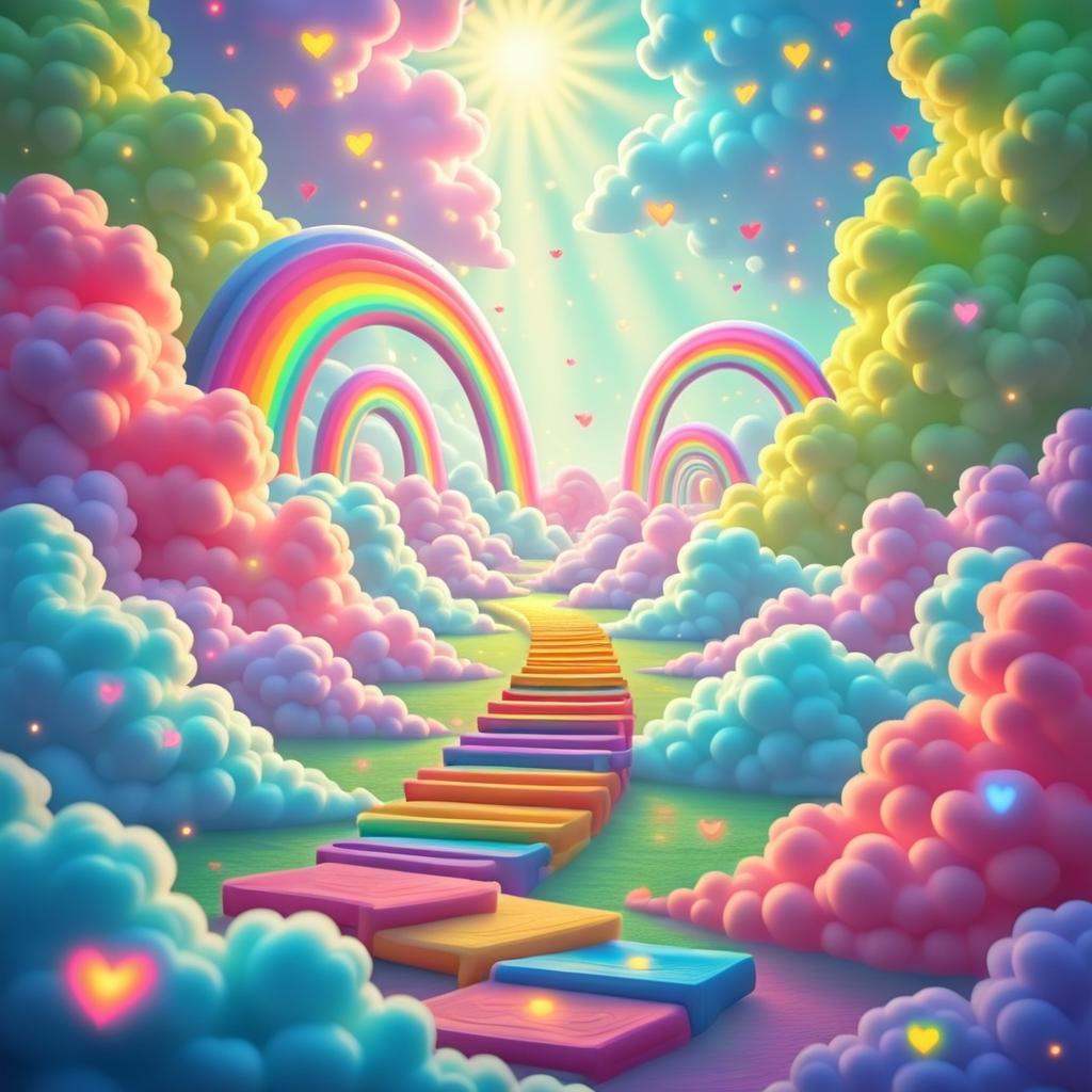 carebearland,  a whimsical movie poster for a children's film,  featuring vibrant on Tensor.Art