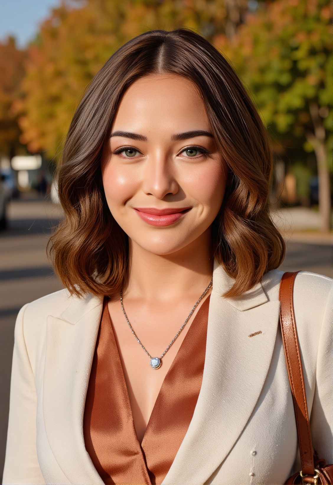 Create a strikingly realistic,  high-resolution portrait of a woman in her late 20s to early 30s,  radiating confidence an...
