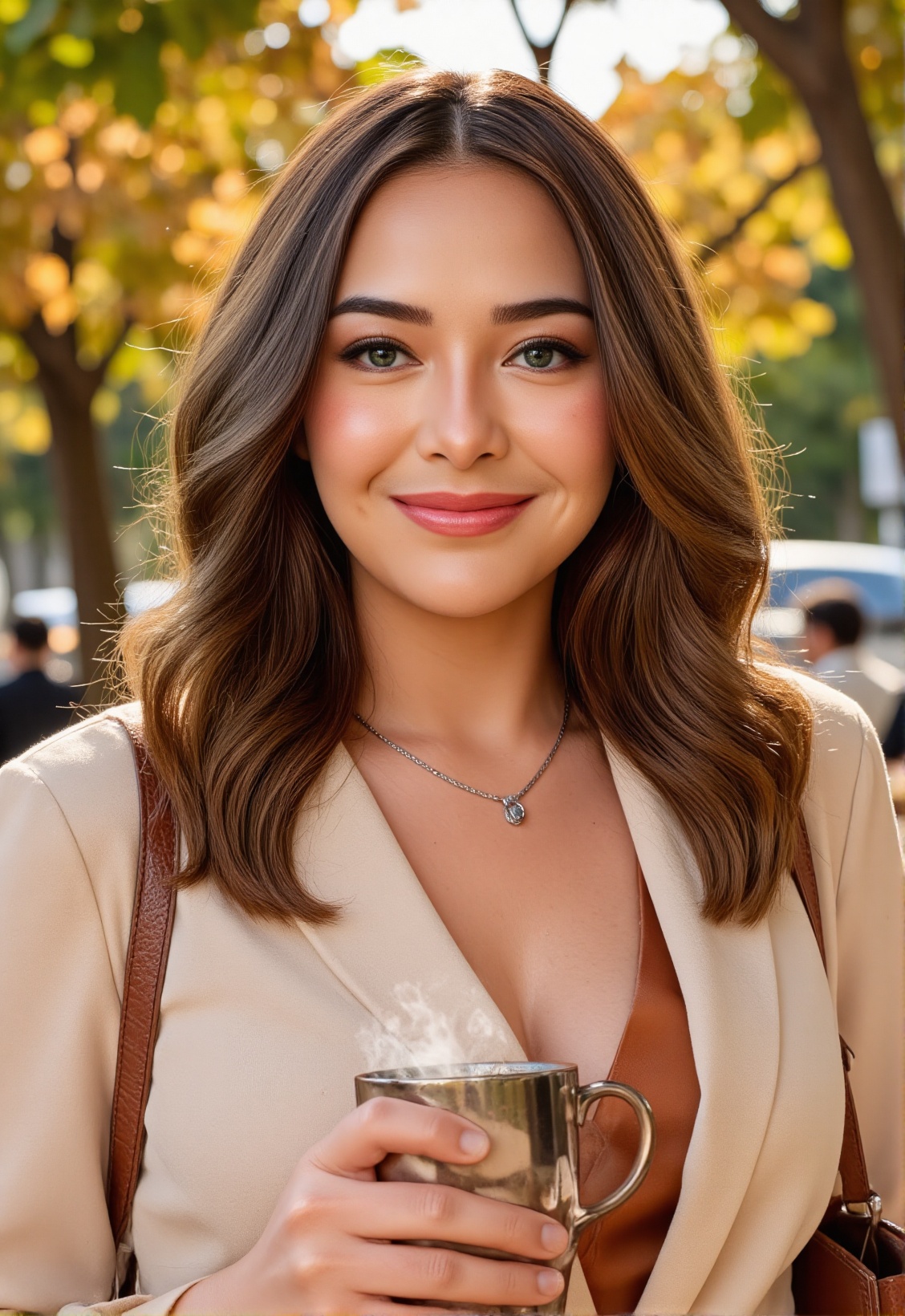 Create a strikingly realistic,  high-resolution portrait of a woman in her late 20s to early 30s,  radiating confidence an...