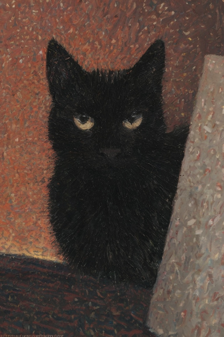 indoor,  black cat on Tensor.Art