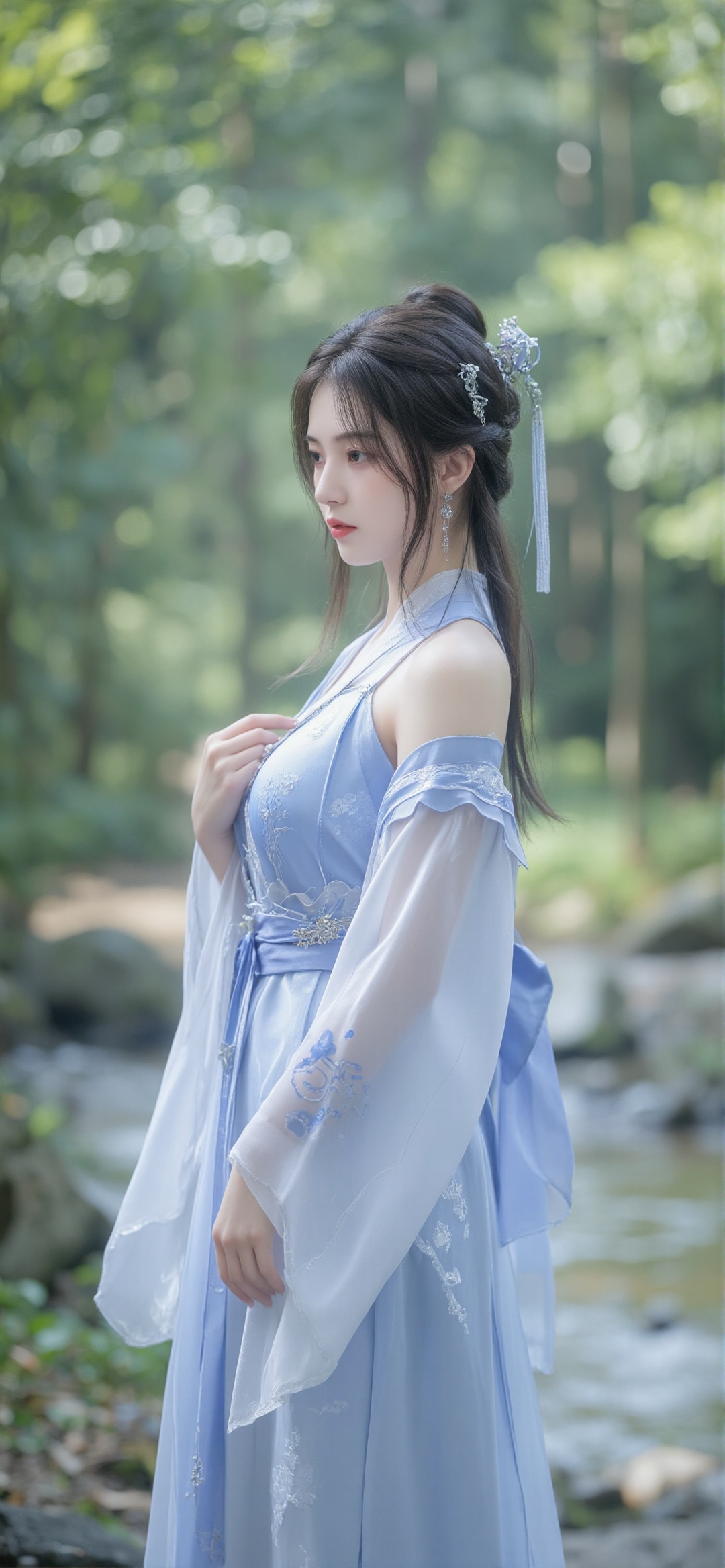 Limuwang\(hubggirl)\,  Photograph of a beautiful woman with long,  dark hair tied up in an elegant bun on Tensor.Art