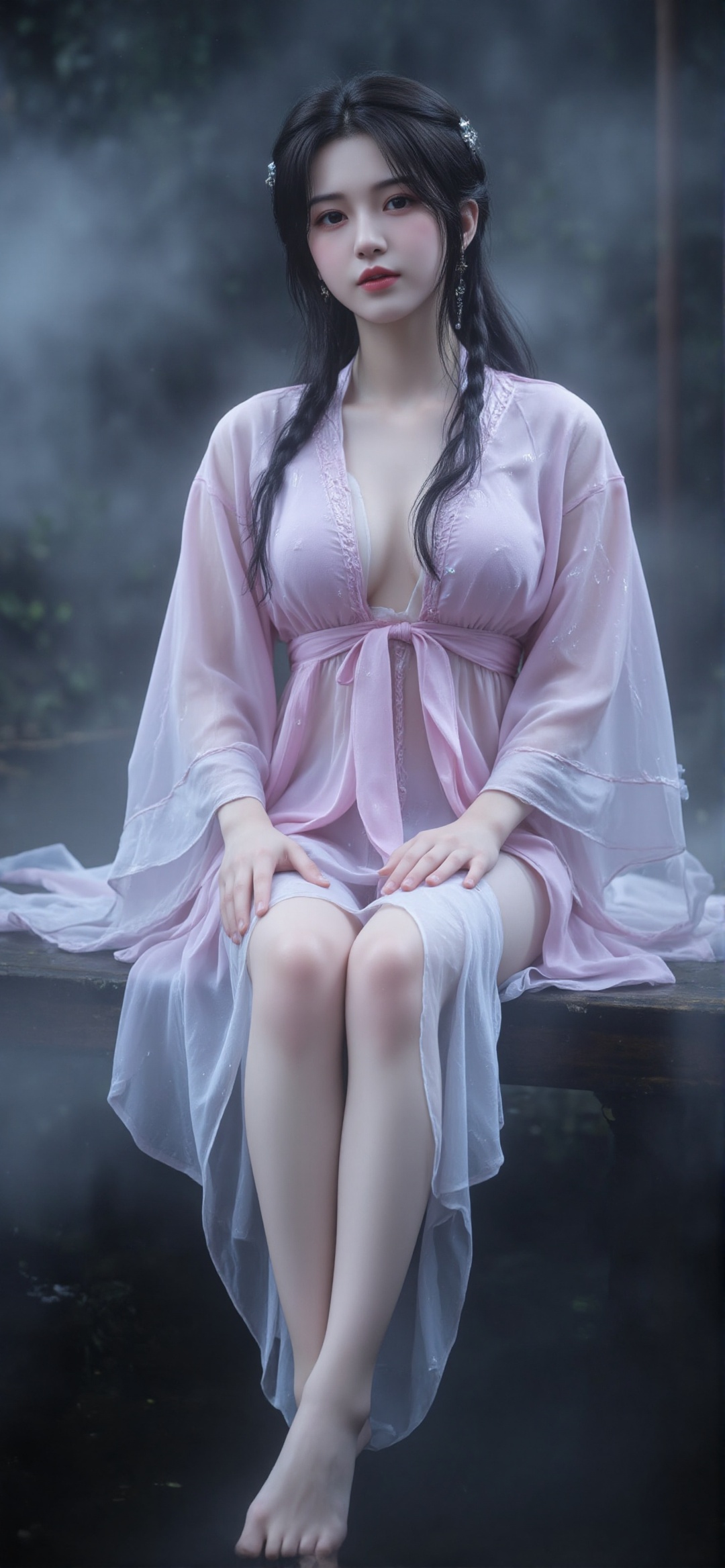 Limuwang\(hubggirl)\,  This is a high-resolution photo of a young East Asian woman taken in a mysterious and ethereal envi...