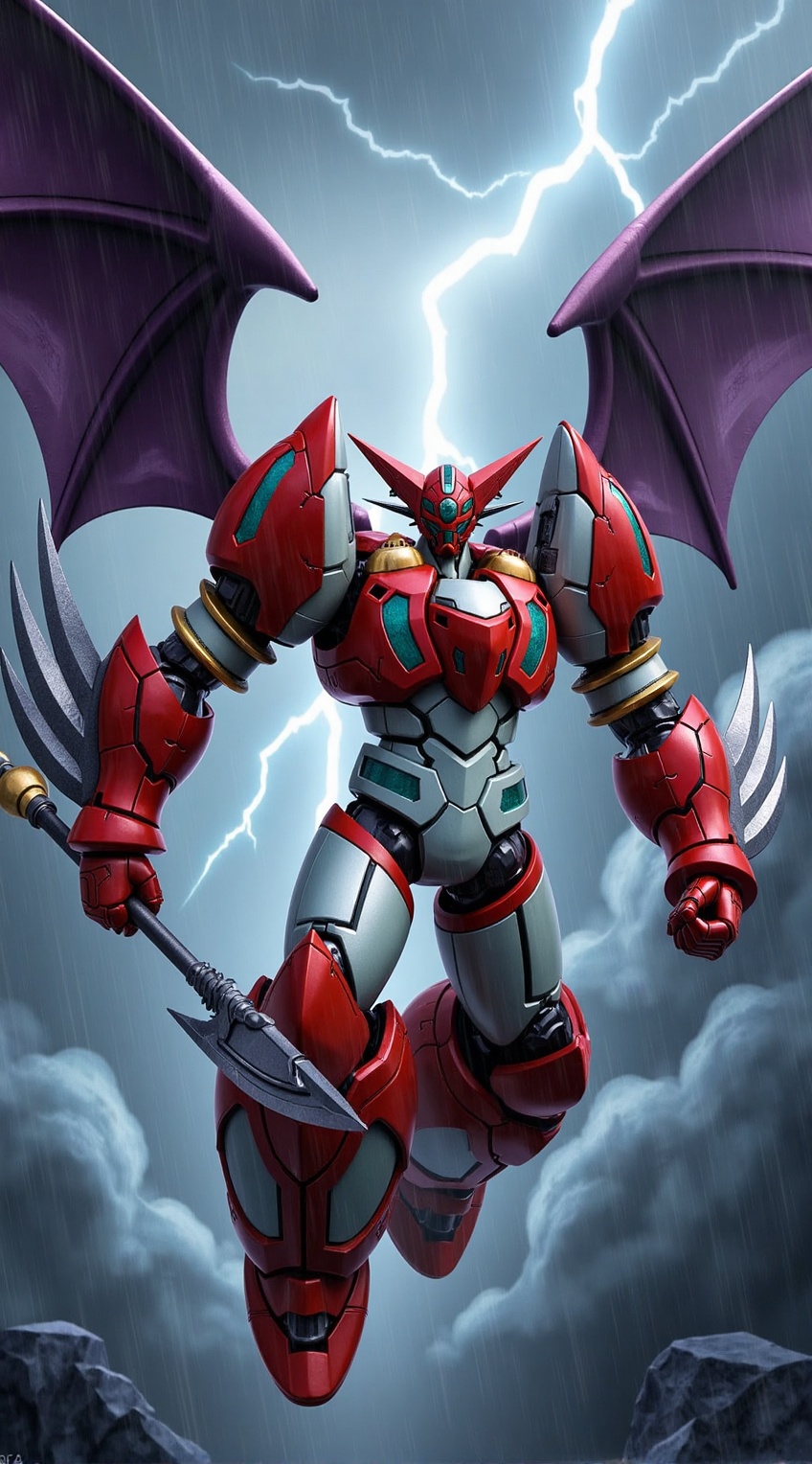 Portrait of getter robo,  shin getter,  flying in the clouds on Tensor.Art