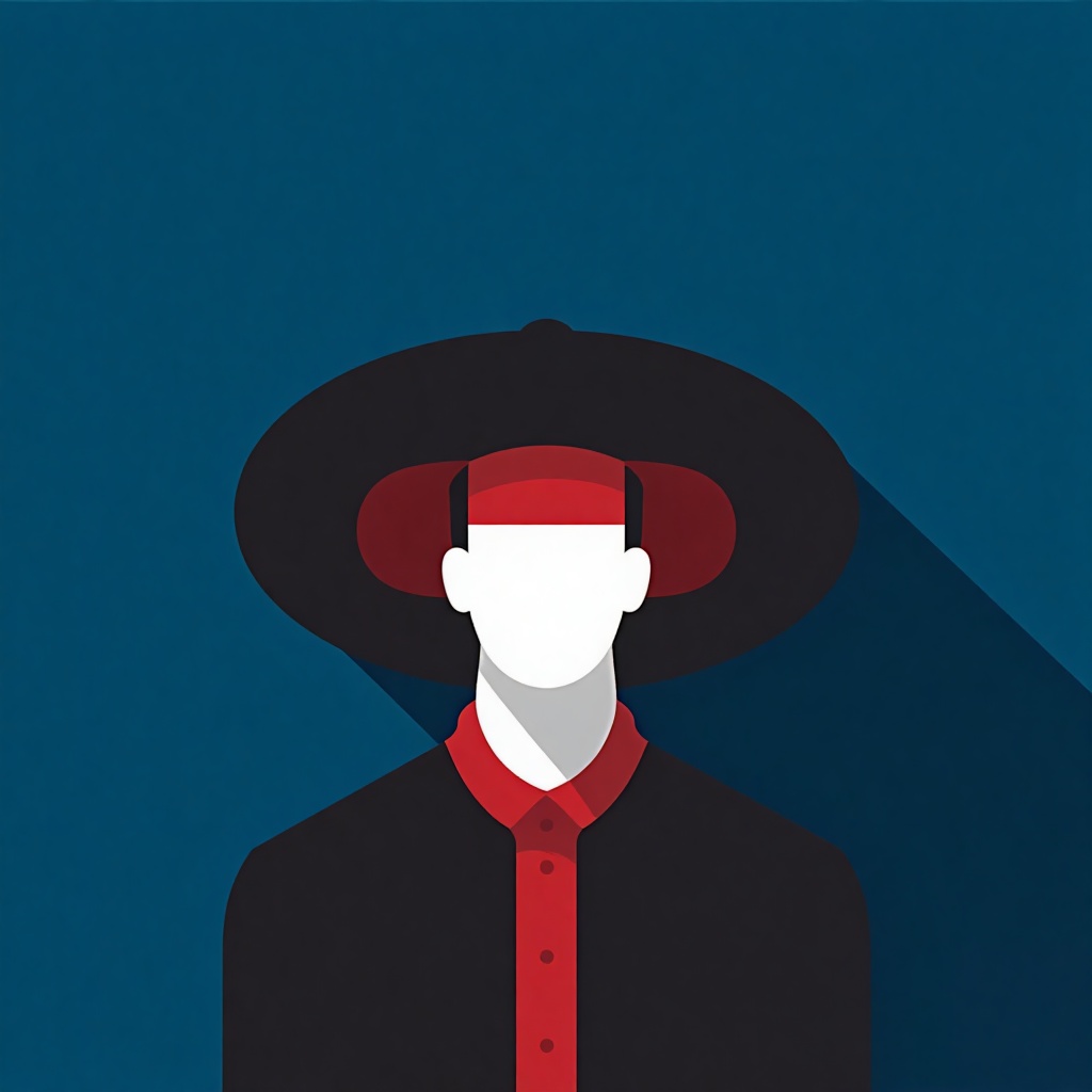 Flat art,  Flat color,  Flat illustration of a man's head and upper body on Tensor.Art