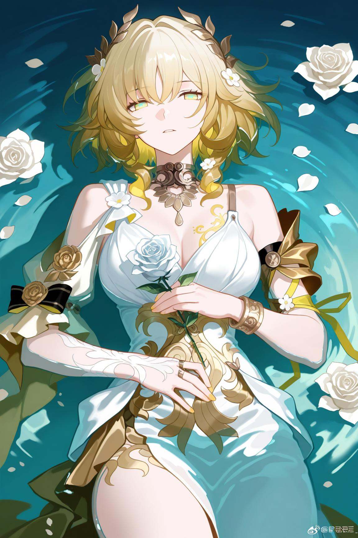 aglaea \(honkai star rail\),  1girl,  white flower on Tensor.Art