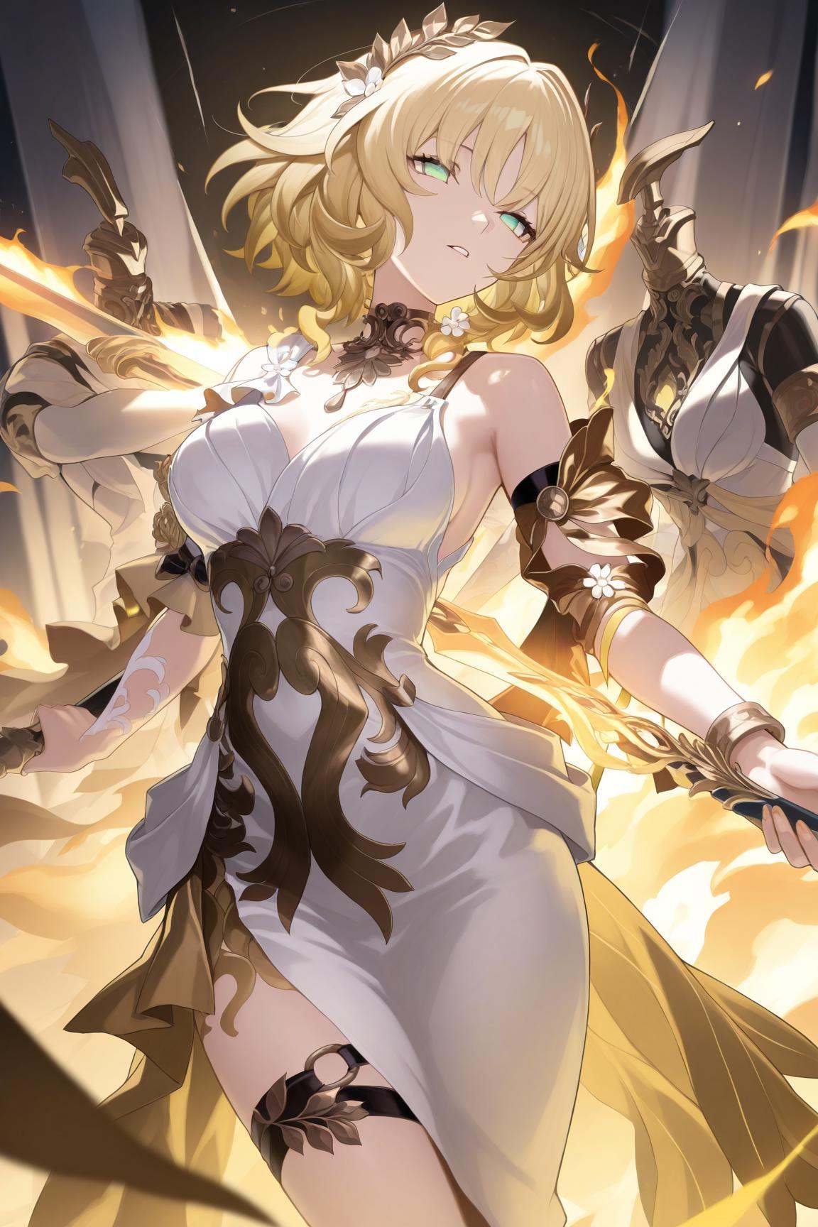 aglaea \(honkai star rail\),  blonde hair,  weapon on Tensor.Art