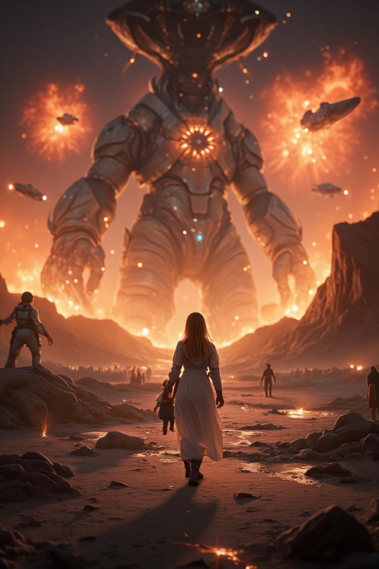 end of the world This is a scene where the human world is attacked by aliens and is about to be destroyed. Huge alien spac...